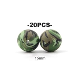 LOFCA 20pcs Tie dye leopard Terrazzo Dalmatian camo Silicone Loose Beads Teething Beads DIY Chewable Baby Safe Teether Round