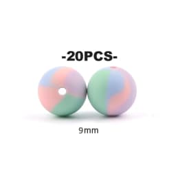 LOFCA 20pcs Tie dye leopard Terrazzo Dalmatian camo Silicone Loose Beads Teething Beads DIY Chewable Baby Safe Teether Round