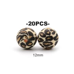 LOFCA 20pcs Tie dye leopard Terrazzo Dalmatian camo Silicone Loose Beads Teething Beads DIY Chewable Baby Safe Teether Round