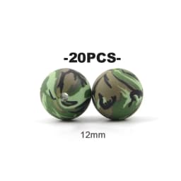 LOFCA 20pcs Tie dye leopard Terrazzo Dalmatian camo Silicone Loose Beads Teething Beads DIY Chewable Baby Safe Teether Round