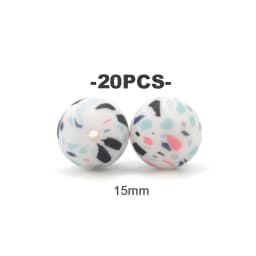 LOFCA 20pcs Tie dye leopard Terrazzo Dalmatian camo Silicone Loose Beads Teething Beads DIY Chewable Baby Safe Teether Round