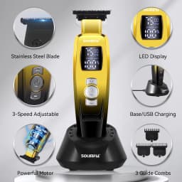 Hatteker New Electric Hair Clipper with Base Charging Oiled Blade Engraving Push White Salon Haircut Knife, Hairdressing Trimmer