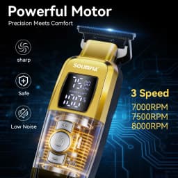 Hatteker New Electric Hair Clipper with Base Charging Oiled Blade Engraving Push White Salon Haircut Knife, Hairdressing Trimmer