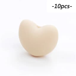 LOFCA Silicone Beads Heart Shape 10pcs Charm Teether Baby Teething Jewelry Nursing Baby Oral Care For Pacifier Holder Necklace