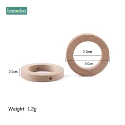 Bopoobo 30mm Wood Ring Teether Baby Wooden Teether Pacifier Chain Accessories New Born Product Baby Toys Wooden Rings