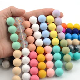 LOFCA  12mm 50pcs/lot Silicone Beads Teething Necklace Baby Teether Toy Silicone BPA Free Teething Beads Charms Newborn Nursing