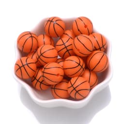10Pcs 15mm Printed Silicone Beads Round Baseball Tennis Basketball Food Grade Teether Beads for DIY Baby Pacifier Chain Clip