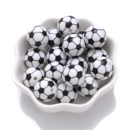 10Pcs 15mm Printed Silicone Beads Round Baseball Tennis Basketball Food Grade Teether Beads for DIY Baby Pacifier Chain Clip