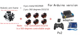 360 Degrees 6 DOF Robot Metal Alloy Mechanical Arm Claw Kit MG996R for Arduino Robotics Kit Educational Ps2 Programmable Toys