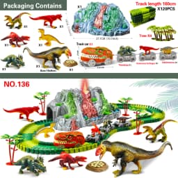 Dinosaur Toys for Kids Mist-spouting Volcano And Climbing Track Train Kit Toys for Boys/Girls Home Schoolers Gift for Party Deco