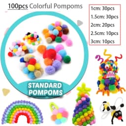 300pcs Kids Art Craft Supplies Set DIY Activities Parties 100 Pipe Cleaners 100 Pompoms 100 Wiggle Eyes Self Adhesive Toys Gifts