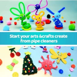 300pcs Kids Art Craft Supplies Set DIY Activities Parties 100 Pipe Cleaners 100 Pompoms 100 Wiggle Eyes Self Adhesive Toys Gifts