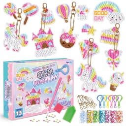 Children's Cartoon Unicorn Magic Gemstone Diamond Painting Children's Set, Homemade Keychain Sticker Art Craft Children's Girl
