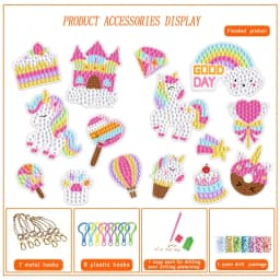 Children's Cartoon Unicorn Magic Gemstone Diamond Painting Children's Set, Homemade Keychain Sticker Art Craft Children's Girl