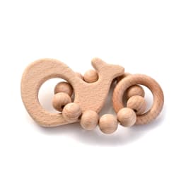 1Pcs Baby Wooden Teether Ring Food Grade Cartoon Animal Rattle Bracelet For Wooden Round Bead Baby Bracelet Teething Care Toys
