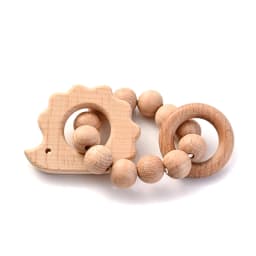 1Pcs Baby Wooden Teether Ring Food Grade Cartoon Animal Rattle Bracelet For Wooden Round Bead Baby Bracelet Teething Care Toys
