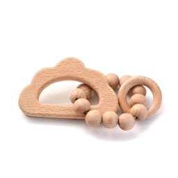 1Pcs Baby Wooden Teether Ring Food Grade Cartoon Animal Rattle Bracelet For Wooden Round Bead Baby Bracelet Teething Care Toys