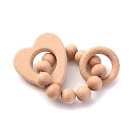 1Pcs Baby Wooden Teether Ring Food Grade Cartoon Animal Rattle Bracelet For Wooden Round Bead Baby Bracelet Teething Care Toys