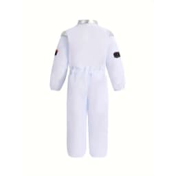 Boy's Cartoon Astronaut Cosplay Costume, Halloween Dress Up One-piece Jumpsuit & Hat, Kid's Dress Up Outfit For Carnival Party