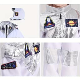 Boy's Cartoon Astronaut Cosplay Costume, Halloween Dress Up One-piece Jumpsuit & Hat, Kid's Dress Up Outfit For Carnival Party