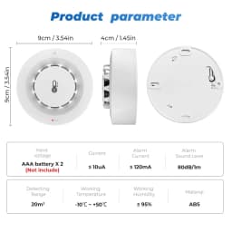 Tuya Wifi BT Two Connection Smoke Detector Temperature Humidity Measurement Device 80dB Sound Alarm Remote Push Alert Function