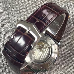 Corgeut 42mm Automatic Men's Watch Date Day Month Year Salmon Dial Multifunction 316L Leather Strap Polished Case Day Night