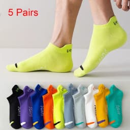 5/6/12 Pairs Bright Color Ankle No Show Socks Men Breathable Street Fashion Sport Deodorant Invisible Travel Running Socks