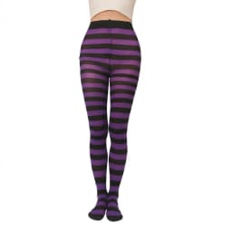 M2EA Soft Striped Long Tights Women Wide Horizontal Stripe Tights Opaque Hosiery Breathable Casual High Waist Elastic Legging