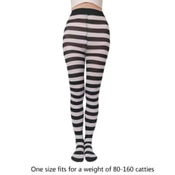 M2EA Soft Striped Long Tights Women Wide Horizontal Stripe Tights Opaque Hosiery Breathable Casual High Waist Elastic Legging