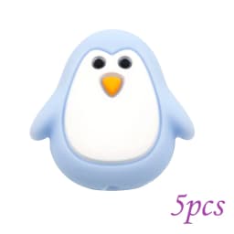 Cute-Idea 5PCs Mini Penguin Baby Animal Silicone Beads Teething Product Food Grade Pacifier Chain Rodent Toys Accessories gifts