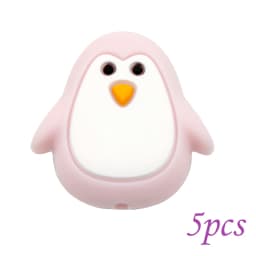 Cute-Idea 5PCs Mini Penguin Baby Animal Silicone Beads Teething Product Food Grade Pacifier Chain Rodent Toys Accessories gifts