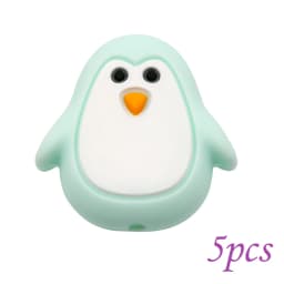 Cute-Idea 5PCs Mini Penguin Baby Animal Silicone Beads Teething Product Food Grade Pacifier Chain Rodent Toys Accessories gifts