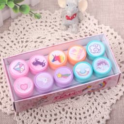 10 Pcs/Box Simple Stamps Toy for Kids Cartoon Animal Self-ink Seal DIY Painting Notebook Decor Gift