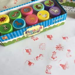 10 Pcs/Box Simple Stamps Toy for Kids Cartoon Animal Self-ink Seal DIY Painting Notebook Decor Gift