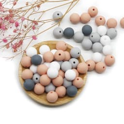 Cute-Idea 20Pcs Silicone Round Beads 9MM Baby Teething Chewable Beads DIY Baby Rodent Pacifier Chain Toys Accessories Baby Goods