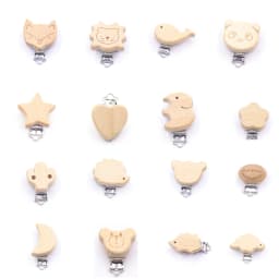 5Pcs/Sets Baby Pacifier Clips BPA Free Cute Modelling Beech Pacifier Clip Baby DIY Cartoon Animal Wooden Log Nipple Chain Holder