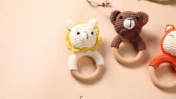 Wooden Rattle Baby Teether for Kids Teething Rings Animal Crochet Rattle Elephant Wooden Babies Gym Montessori Children's Toys