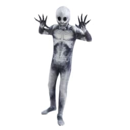 Halloween Ghost Skin Costume, Shadow Demon Bodysuit Costume for Kids Dress Up Party Grim Reaper Costume Scary Skeleton Tights