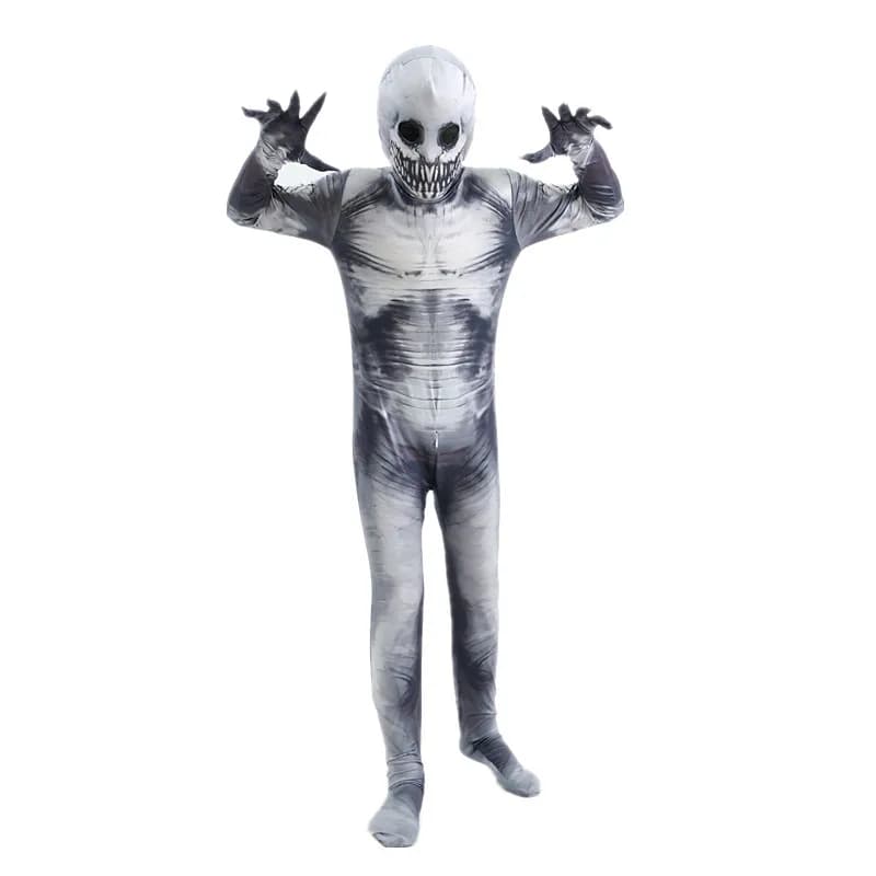 Halloween Ghost Skin Costume, Shadow Demon Bodysuit Costume for Kids Dress Up Party Grim Reaper Costume Scary Skeleton Tights