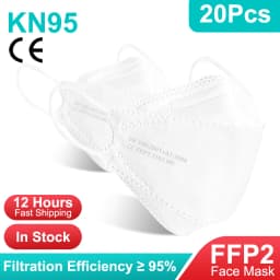 20PCS Adult Fish KN95 FFP2 Mask CE Approved Masks Dust Respirator Protective Face Masks Melt-blown Filtering Fast Delivery