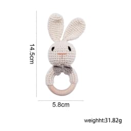 1PC Baby Lemon Crochet Ratter Toys Wood Teether Fruit Cotton Music Rattle Baby Teether Rodent Infant Gym Mobile Rattles Toy Gift