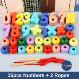 9-36pcs Baby Wooden Toys Cartoon Fruit Animal Stringing Threading Wooden Beads Toy Monterssori Educational Toys For Kids