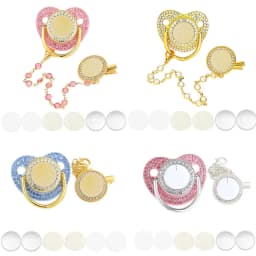 Blank Baby Pacifier Clip Holder Set Luxury Silicone Newborn Dummy Infant Teether Personalized Soother Baby Shower Gift