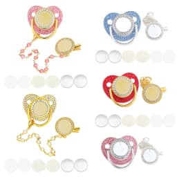 Blank Baby Pacifier Clip Holder Set Luxury Silicone Newborn Dummy Infant Teether Personalized Soother Baby Shower Gift