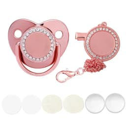 Blank Baby Pacifier Clip Holder Set Luxury Silicone Newborn Dummy Infant Teether Personalized Soother Baby Shower Gift