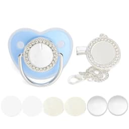 Blank Baby Pacifier Clip Holder Set Luxury Silicone Newborn Dummy Infant Teether Personalized Soother Baby Shower Gift