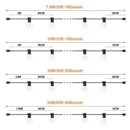 Waterproof G40 String Lights Shatterproof Plastic E12 1W Bulbs Outdoor Garland EU US Plug Connectable Birthday Garden Decoration