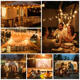Waterproof G40 String Lights Shatterproof Plastic E12 1W Bulbs Outdoor Garland EU US Plug Connectable Birthday Garden Decoration