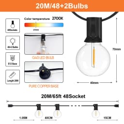 Waterproof G40 String Lights Shatterproof Plastic E12 1W Bulbs Outdoor Garland EU US Plug Connectable Birthday Garden Decoration