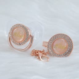 MIYOCAR custom name transparent pearl bling pacifier and pacifier clip BPA free dummy bling unique gift baby shower